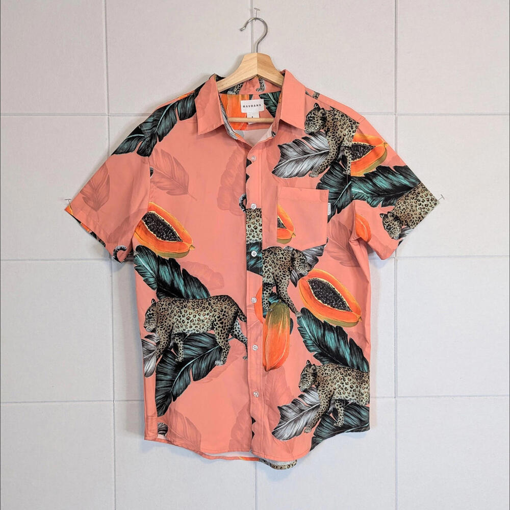 Mavrans Fruta Bomba cheetah tropical short sleeved shirt